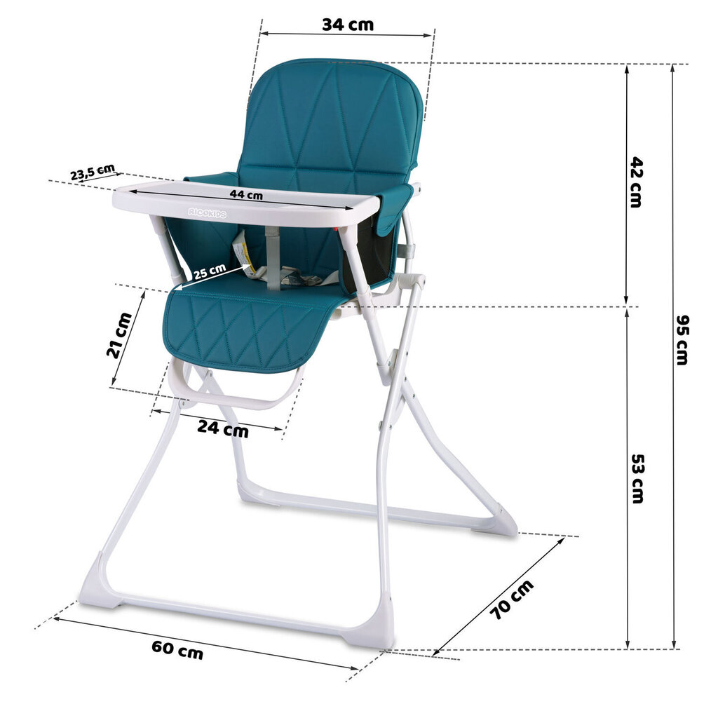Barošanas krēsls Ricokids Nuco, zils cena un informācija | Barošanas krēsli | 220.lv