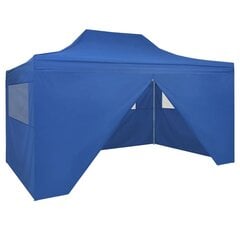 Uznirstošā saliekamā telts ar 4 sienām, zila cena un informācija | Dārza nojumes un lapenes | 220.lv