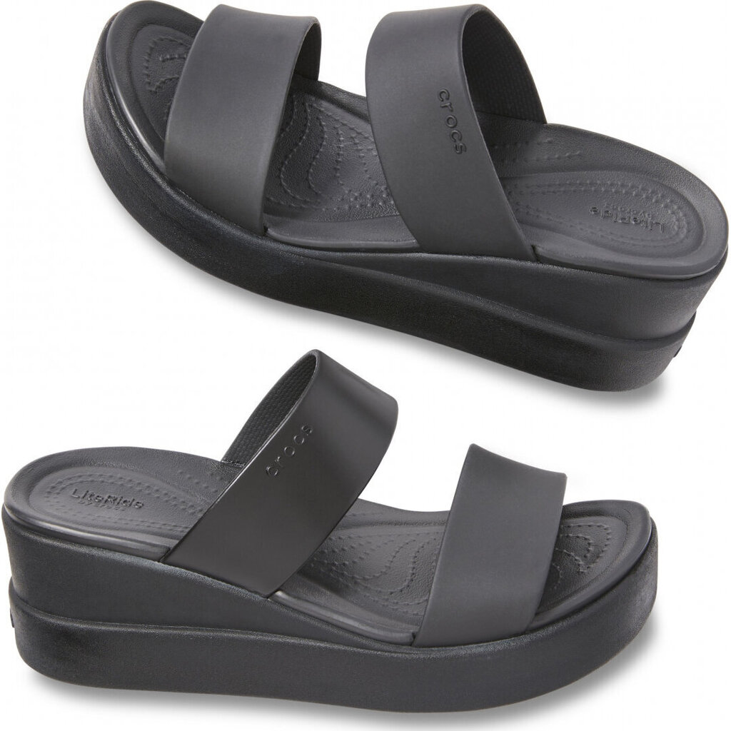 Sieviešu sandales Crocs ™ Brooklyn Mid Wedge, melnas cena un informācija | Sieviešu sandales | 220.lv