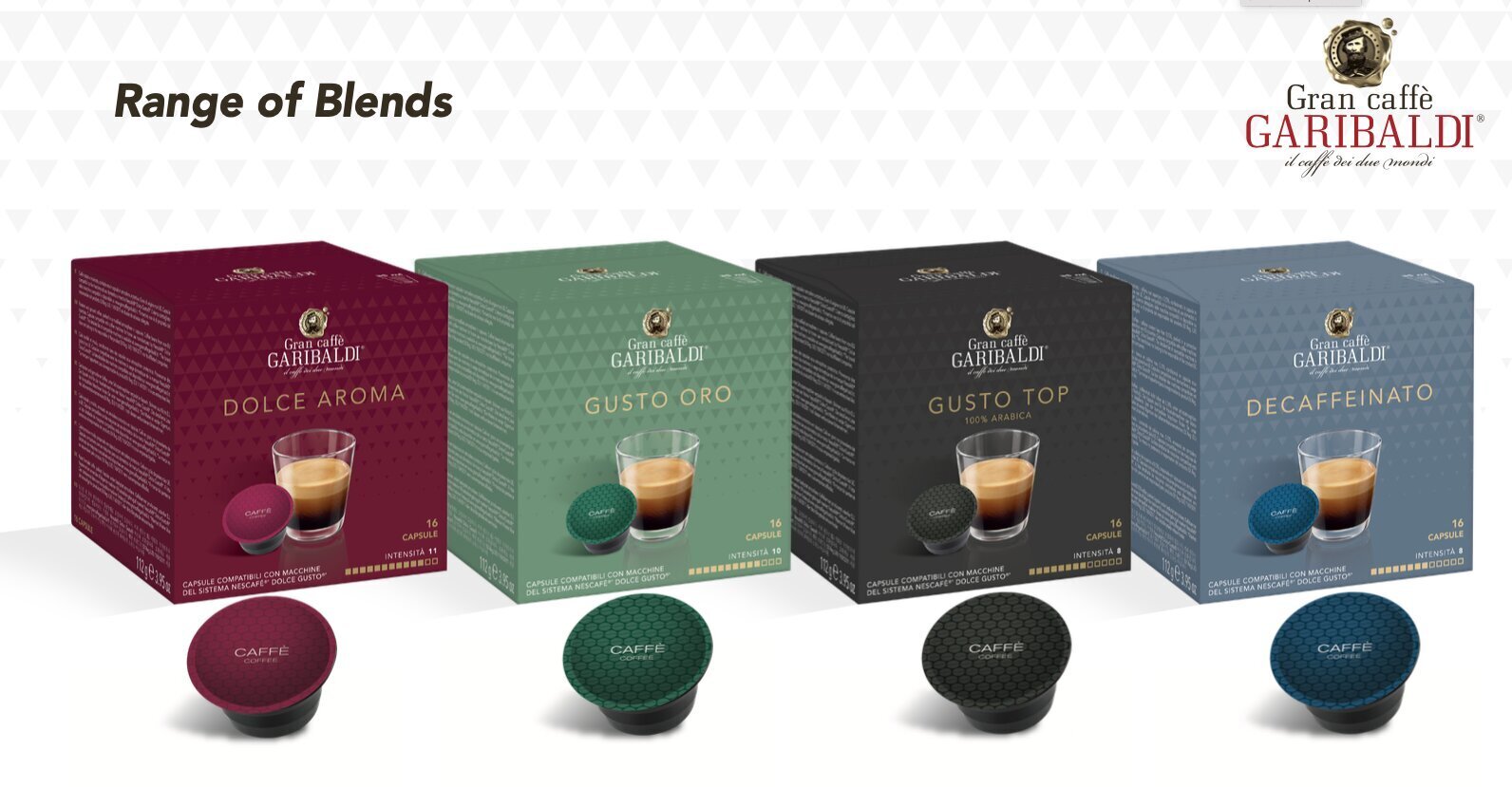 Gran Caffe Garibaldi - Decaffeinato, 16 gab. Dolce Gusto automātiem piemērotas kapsulas cena un informācija | Kafija, kakao | 220.lv