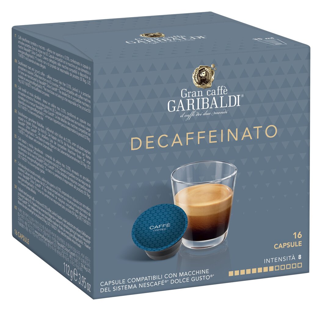 Gran Caffe Garibaldi - Decaffeinato, 16 gab. Dolce Gusto automātiem piemērotas kapsulas cena un informācija | Kafija, kakao | 220.lv