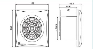 Vannas istabas ventilators Soler&Palau Silent-100 CRZ Silver ar regulējamu taimeri cena un informācija | Ventilatori vannas istabai | 220.lv