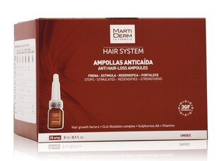 Ампулы от выпадения волос Martiderm Hair System 28 шт. цена и информация | Средства для укрепления волос | 220.lv