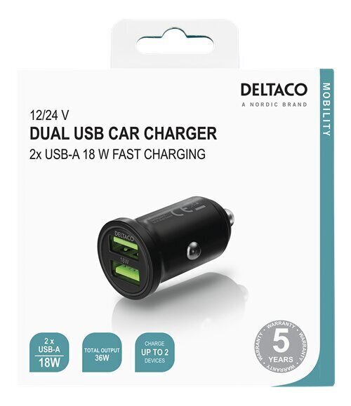 Deltaco USB-CAR128 cena un informācija | Lādētāji un adapteri | 220.lv