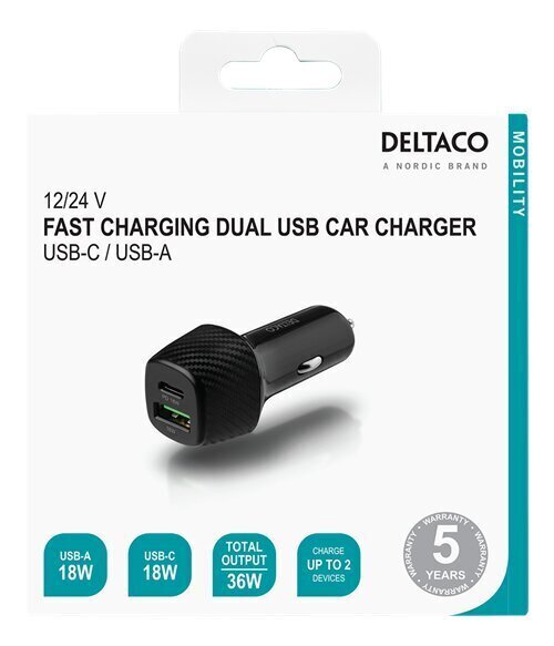 Deltaco USBC-CAR120 cena un informācija | Lādētāji un adapteri | 220.lv