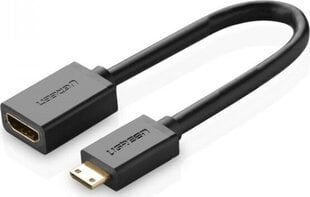 Видеоадаптер Ugreen mini HDMI на HDMI, 22 см, черный цена и информация | Адаптеры и USB разветвители | 220.lv