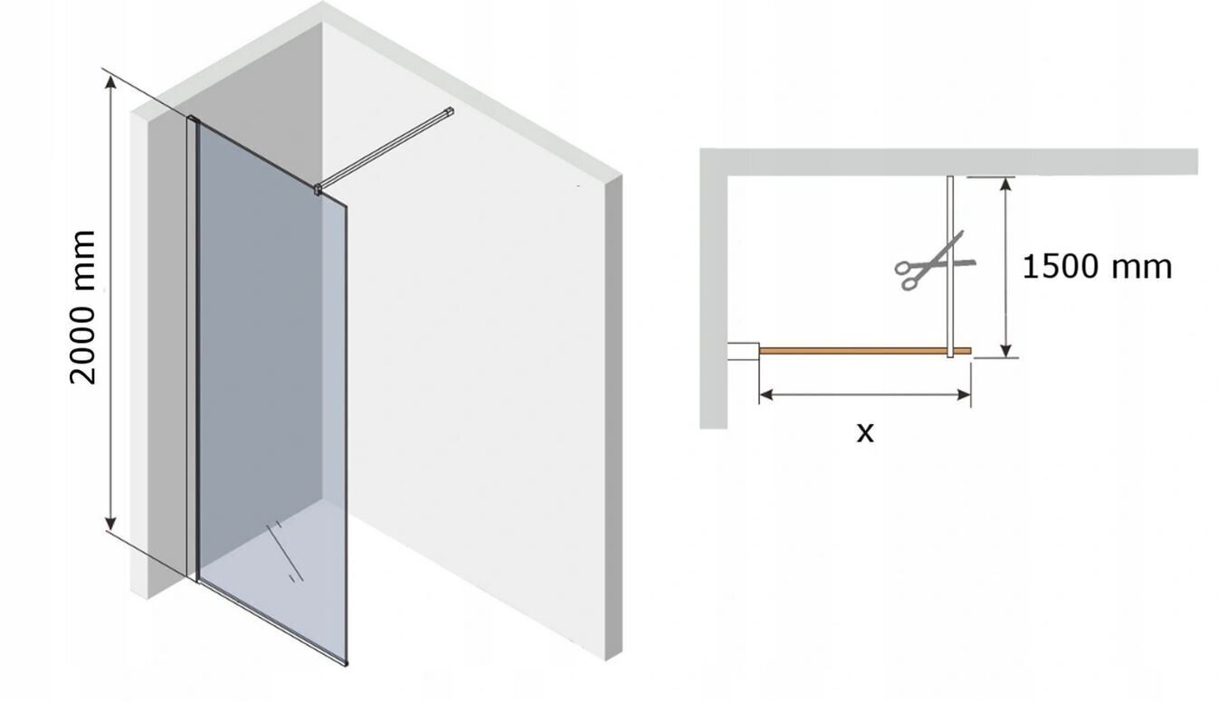 Dušas sieniņa Mexen Kioto, black mat, 50,60,70,80,90,100,110,120,130,140,150,160x200 cm cena un informācija | Dušas durvis, dušas sienas | 220.lv