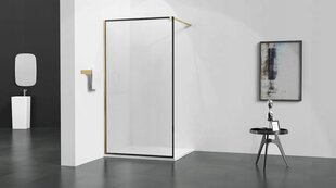 Dušas sieniņa Mexen Kioto, black mat frame/gold 50,60,70,80,90,100,110,120,130,140x200 cm cena un informācija | Dušas durvis, dušas sienas | 220.lv