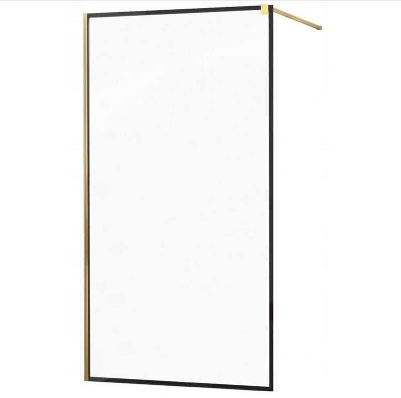 Dušas sieniņa Mexen Kioto, black mat frame/gold 50,60,70,80,90,100,110,120,130,140x200 cm цена и информация | Dušas durvis, dušas sienas | 220.lv