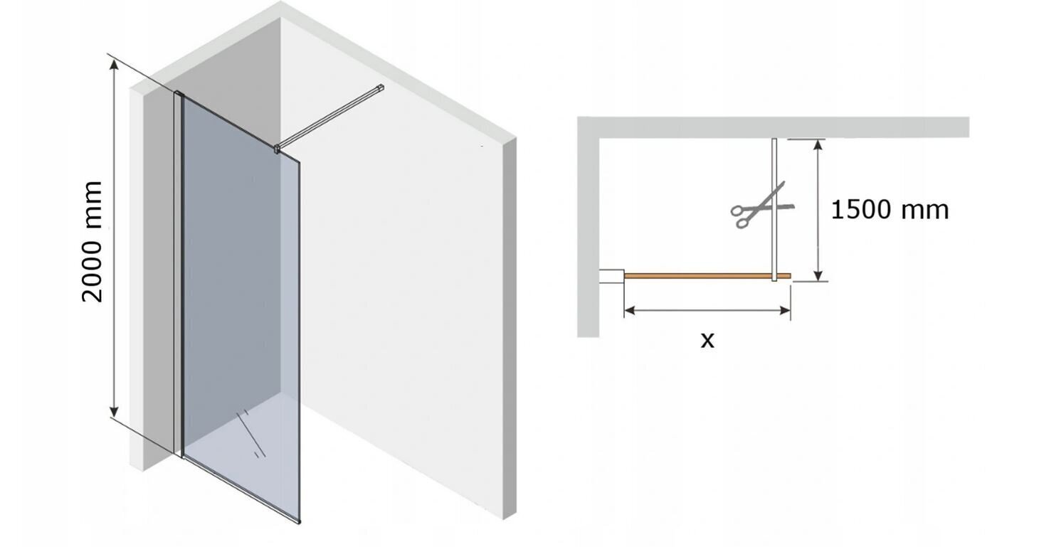 Dušas sieniņa Mexen Kioto, black mat frame/gold 50,60,70,80,90,100,110,120,130,140x200 cm cena un informācija | Dušas durvis, dušas sienas | 220.lv