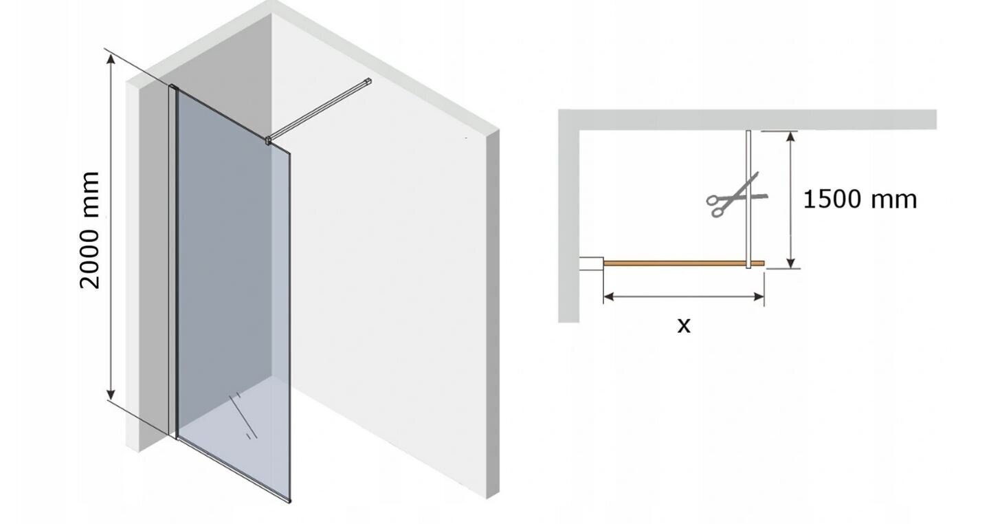 Dušas sieniņa Mexen Kioto, gold, 50,60,70,80,90,100,110,120,130,140,150,160x200 cm цена и информация | Dušas durvis, dušas sienas | 220.lv