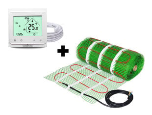 Сетка полового обогрева Wellmo MAT (размер 4 м2) + программируемый термостат Wellmo WTH-51.36 NEW цена и информация | Нагревательные коврики для пола и зеркал | 220.lv