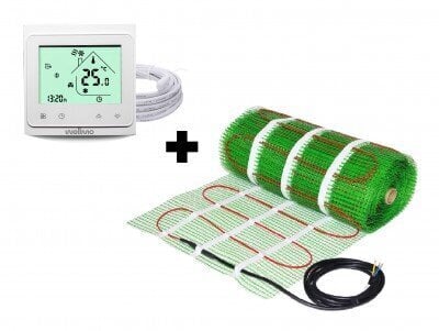 Grīdas apsildes tīkls Wellmo MAT (izmērs 1 m2) + programmējams termostats Wellmo WTH-51.36 NEW цена и информация | Siltās grīdas | 220.lv