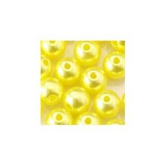 Apaļas pērļu imitācijas krelles 6 mm, 10 gab., dzeltenā krāsā cena un informācija | Rotu veidošana, pērļošana | 220.lv