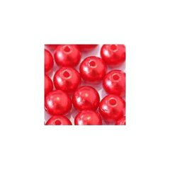 Apaļas pērļu imitācijas krelles 6 mm, 10 gab., sarkanā krāsā cena un informācija | Rotu veidošana, pērļošana | 220.lv