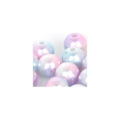 Apaļas daudzkrāsainas pērļu imitācijas krelles 10 mm, 5 gab., gaišas cena un informācija | Rotu veidošana, pērļošana | 220.lv
