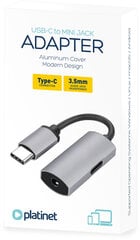Platinet PMMAC35 Adapter audio Type-C uz Jack 3.5mm + Type-C Audio Adapteris Telefoniem Sudraba цена и информация | Адаптеры и USB разветвители | 220.lv