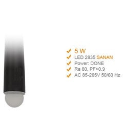 LED lampa 5W 3000K, melna cena un informācija | Lustras | 220.lv