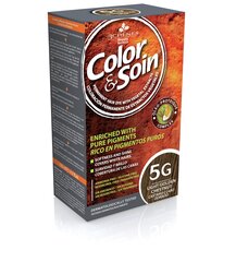 Noturīga matu krāsa bez agresīvām vielām Color&Soin Nr.5G, gaiša zeltaini kastaņbrūna krāsa, 135ml cena un informācija | Matu krāsas | 220.lv