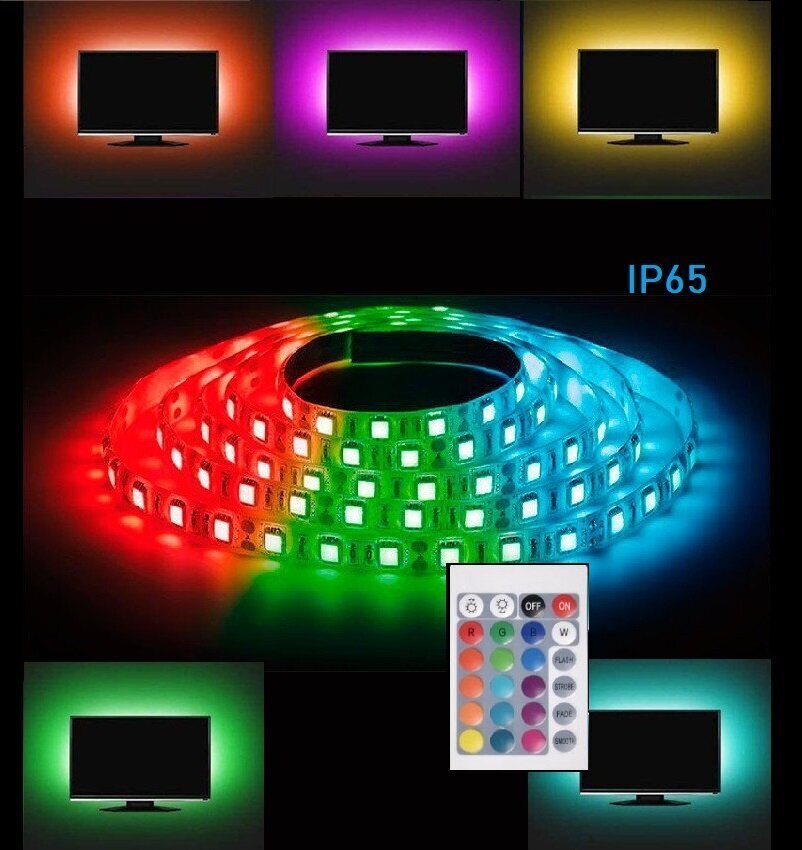 LED lenta 5m daudzkrsaina ar pulti cena un informācija | LED lentes | 220.lv