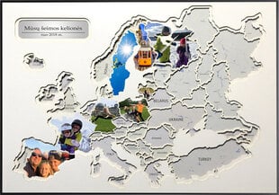Foto kolāža - 60 fotogrāfijas - Eiropas karte 70x50cm - Oriģināla dāvana ceļotājiem цена и информация | Карты мира | 220.lv