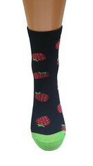 Женские носки с рисунком "Strawberry" (Черные) цена и информация | Женские носки | 220.lv