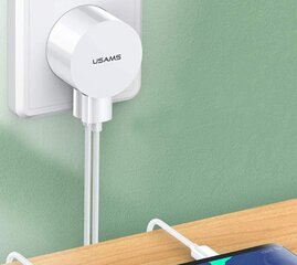 Usams US-T20 Set 2in1 Круглой формы Компактная Быстрая 2.1A Сетевая зарядка + USB на Lightning 1м Кабель Белый цена и информация | Зарядные устройства для телефонов | 220.lv