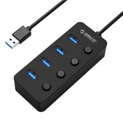 Adapteris Orico USB 3.0 Hub with switches, 5x USB (black) цена и информация | Адаптеры и USB разветвители | 220.lv