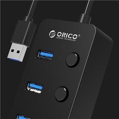 Adapteris Orico USB 3.0 Hub with switches, 5x USB (black) цена и информация | Адаптеры и USB разветвители | 220.lv