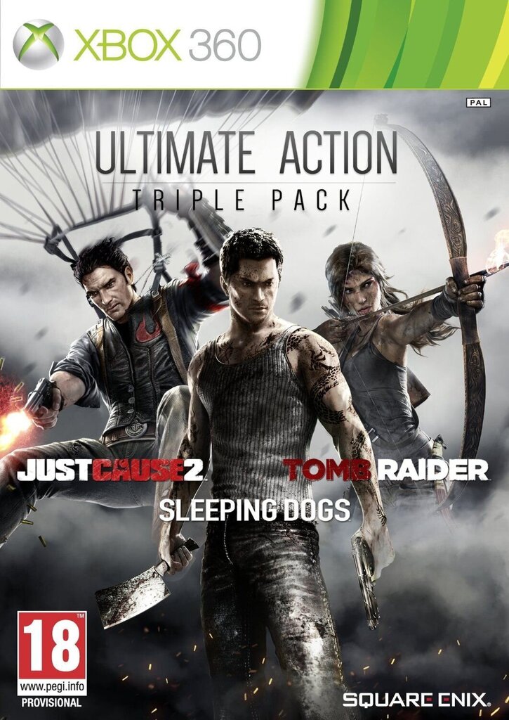 Xbox 360 Ultimate Action Triple Pack: Just Cause 2, Tomb Raider and Sleeping Dogs cena un informācija | Datorspēles | 220.lv