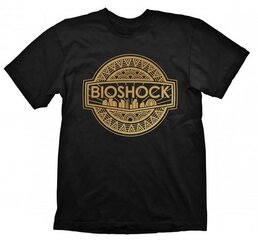 T-Shirt Bioshock Golden Logo, Black Size S cena un informācija | Datorspēļu suvenīri | 220.lv