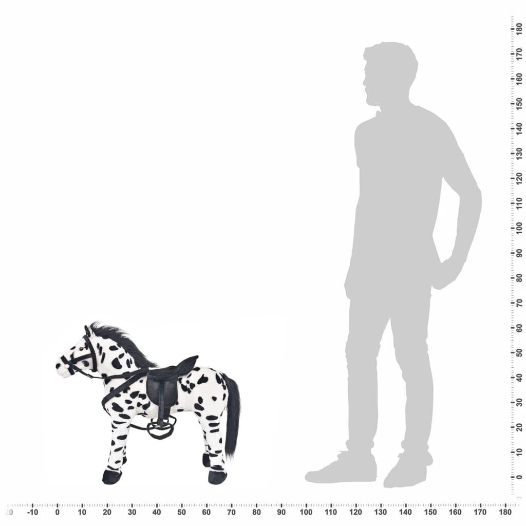 Rotaļu zirgs, XXL, plīšs, melns ar baltu cena un informācija | Mīkstās (plīša) rotaļlietas | 220.lv