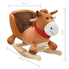 Bērnu šūpuļkrēsls ar atzveltni, 60x32x50 cm, zirgs, brūns plīšs cena un informācija | Rotaļlietas zīdaiņiem | 220.lv