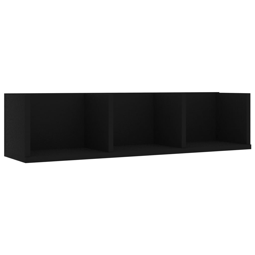 CD sienas plaukts, melns, 75x18x18 cm, skaidu plāksne cena un informācija | Plaukti | 220.lv