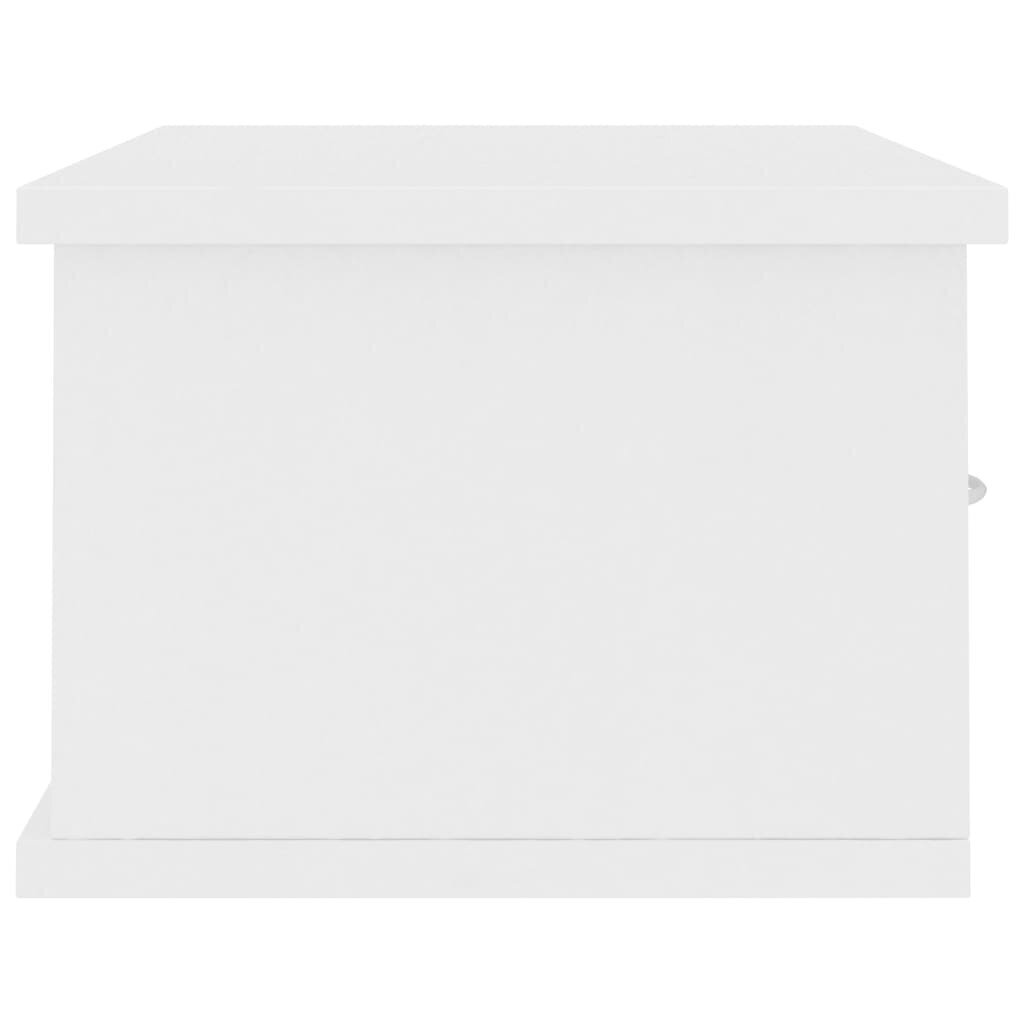 Sienas atvilktņu plaukts, balts, 60x26x18,5 cm, skaidu plāksne cena un informācija | Plaukti | 220.lv