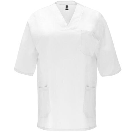 Unisex krekls ar īsām piedurknēm un izgriezumu, balts цена и информация | Medicīnas apģērbs  | 220.lv