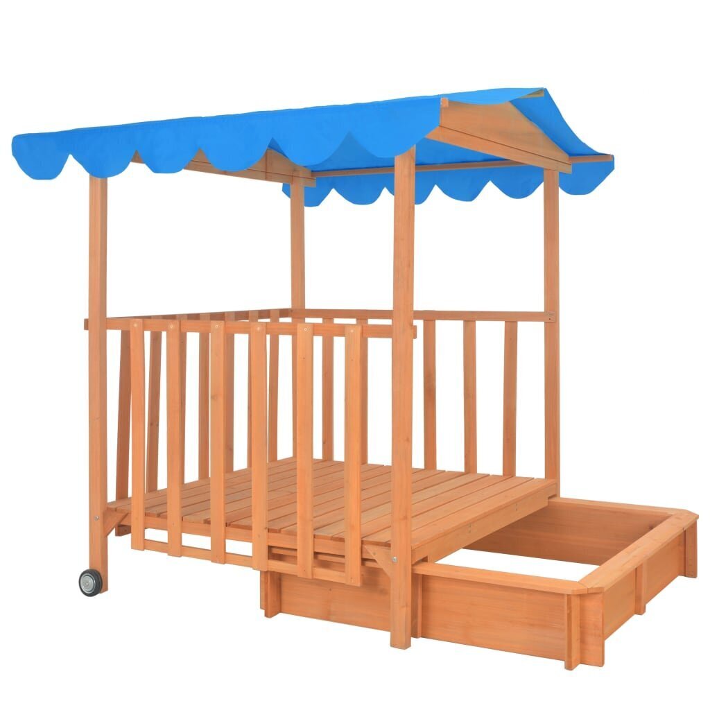 VidaXL bērnu rotaļu mājiņa ar smilšu kasti, egles koks, zila, UV50 цена и информация | Bērnu rotaļu laukumi, mājiņas | 220.lv