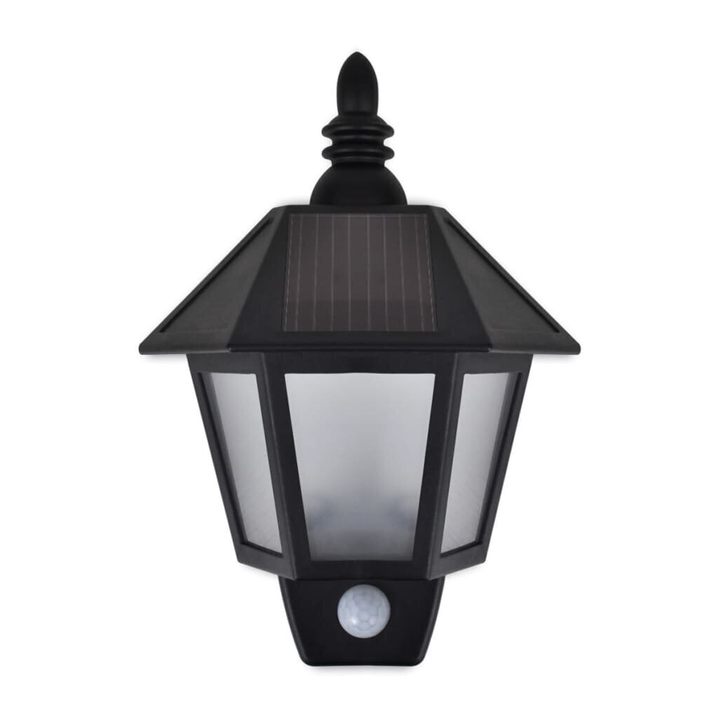 vidaXL Solārās sienas lampas ar kustību sensoru, 2 gab., melnas цена и информация | Āra apgaismojums | 220.lv