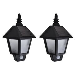 vidaXL Solārās sienas lampas ar kustību sensoru, 2 gab., melnas цена и информация | Уличное освещение | 220.lv