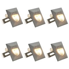 vidaXL Āra sienas LED lampas, 6 gab., 5 W, sudraba, kvadrāta cena un informācija | Āra apgaismojums | 220.lv