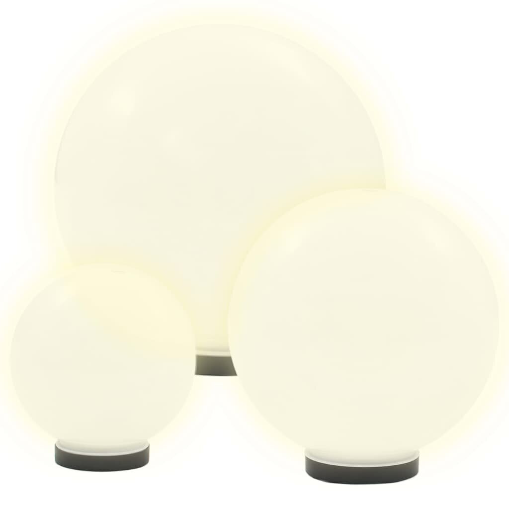 vidaXL LED lampas, 3 gab., sfēriskas, 20/30/40 cm, PMMA цена и информация | Āra apgaismojums | 220.lv