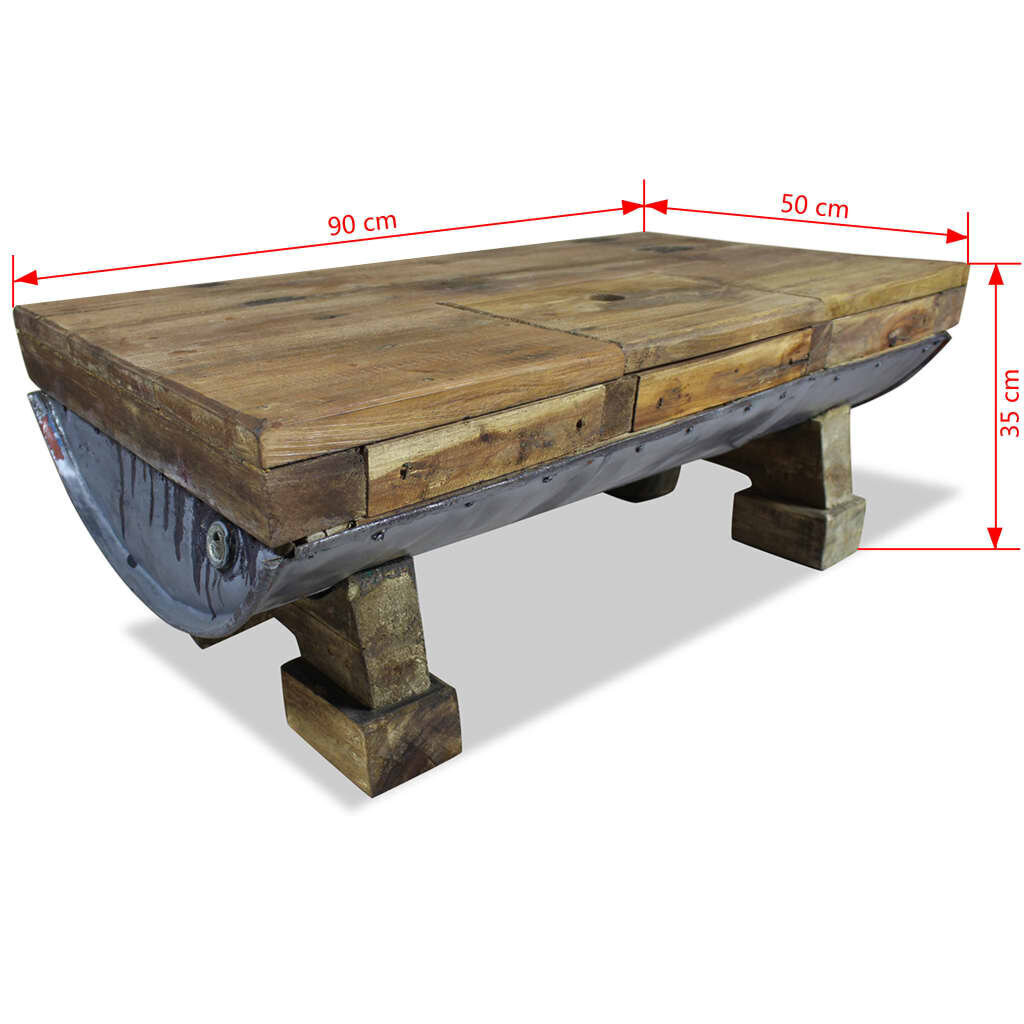 VidaXL kafijas galdiņš, 90x50x35 cm, pārstrādāts masīvkoks цена и информация | Žurnālgaldiņi | 220.lv