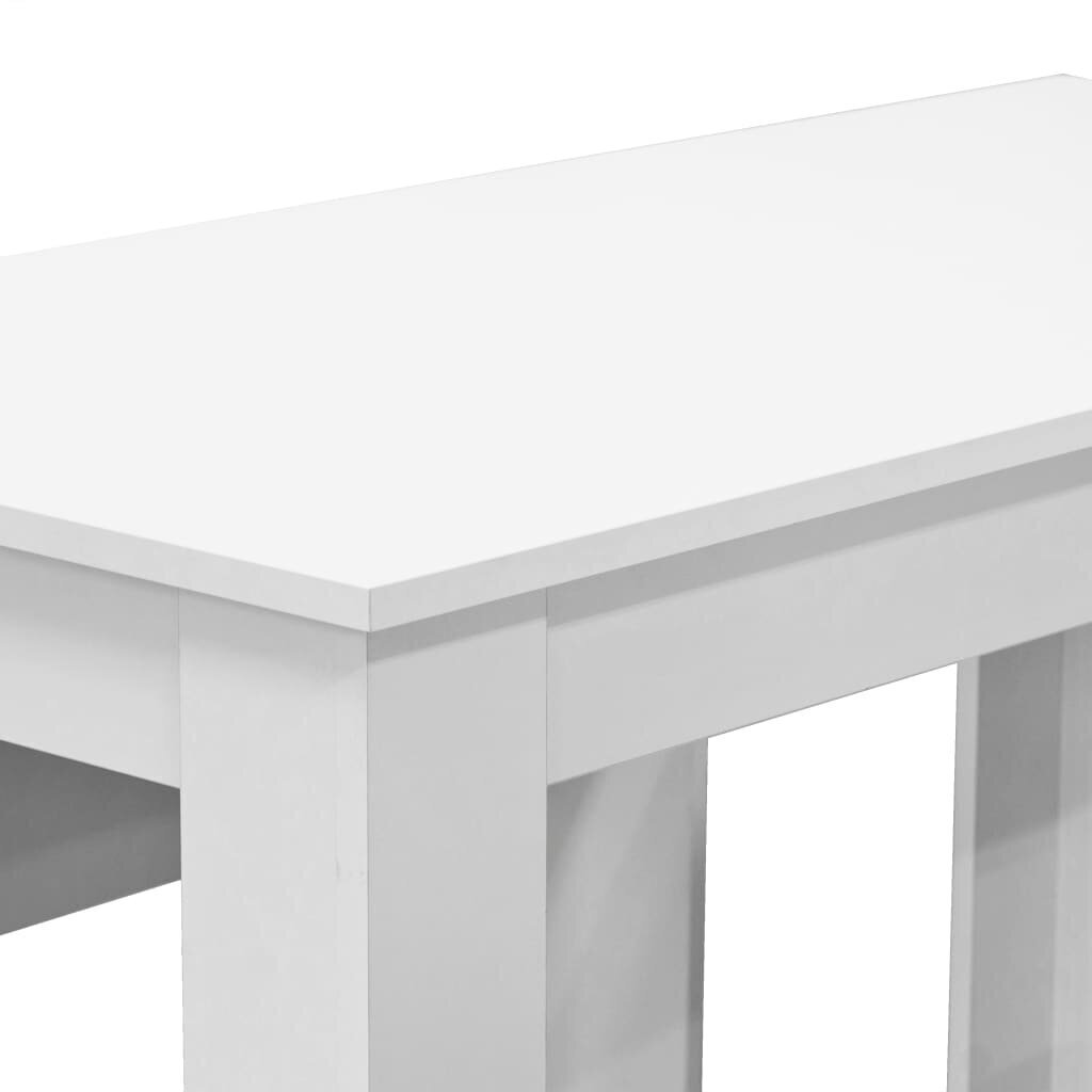 VidaXL galds ar soliem, 3 daļas, skaidu plāksne, balts cena un informācija | Ēdamistabas komplekti | 220.lv