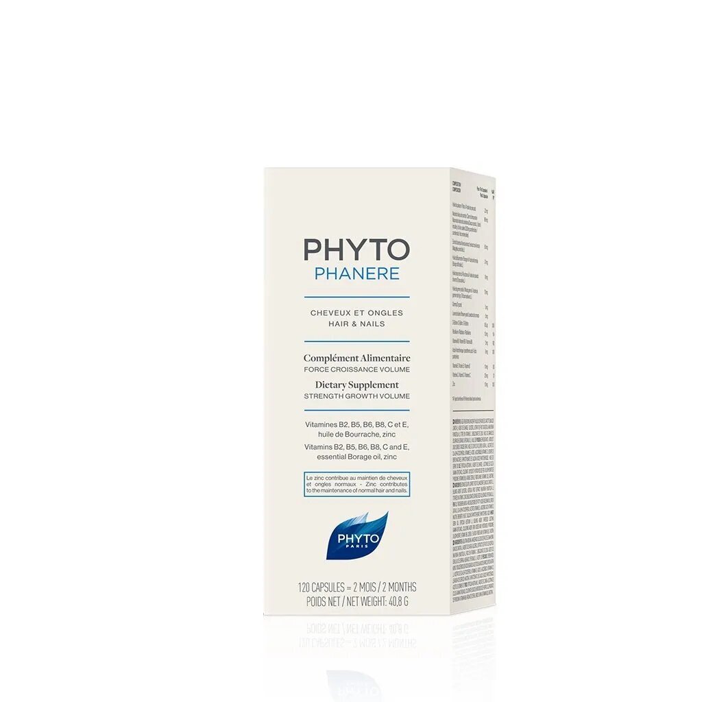 Uztura bagātinātājs matiem un nagiem Phyto 120 kapsulas cena un informācija | Vitamīni, preparāti, uztura bagātinātāji skaistumam | 220.lv