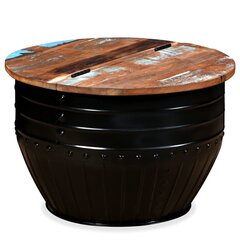 VidaXL kafijas galdiņš, mucas forma, pārstrādāts koks, tērauds, melns cena un informācija | Žurnālgaldiņi | 220.lv