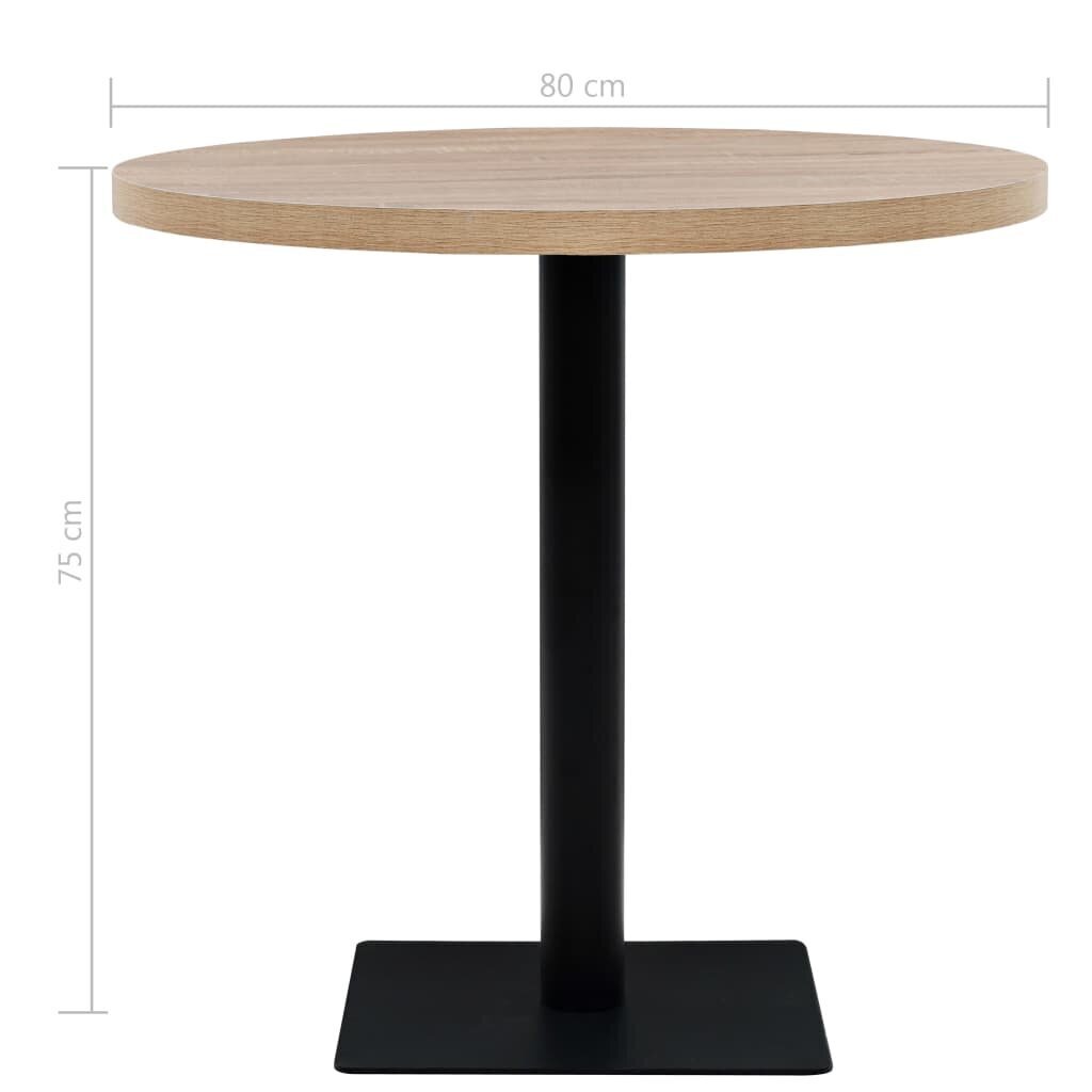 VidaXL bistro galds, 80x75 cm, apaļš, MDF, tērauds, ozolkoka krāsā cena un informācija | Virtuves galdi, ēdamgaldi | 220.lv