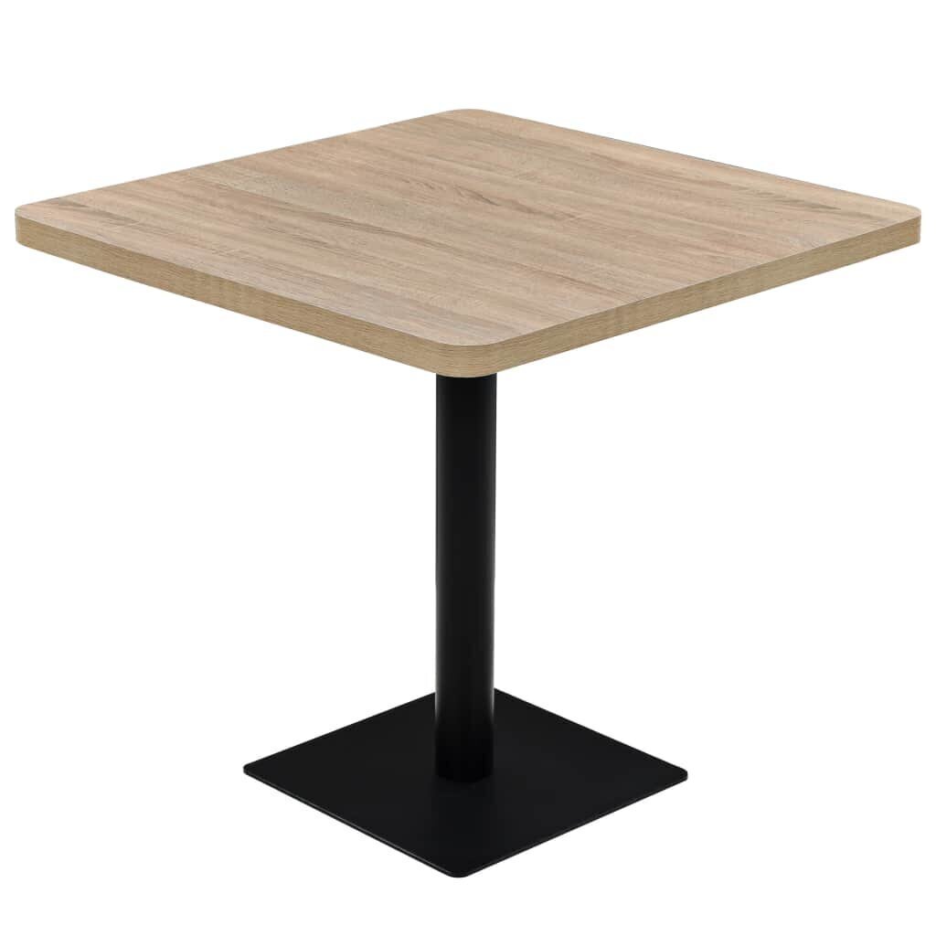 VidaXL bistro galds, 80x80x75cm, kvadrātveida, MDF, tērauds, ozolkoka cena un informācija | Virtuves galdi, ēdamgaldi | 220.lv
