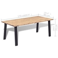 VidaXL virtuves galds, 170x90 cm, akācijas masīvkoks cena un informācija | Virtuves galdi, ēdamgaldi | 220.lv