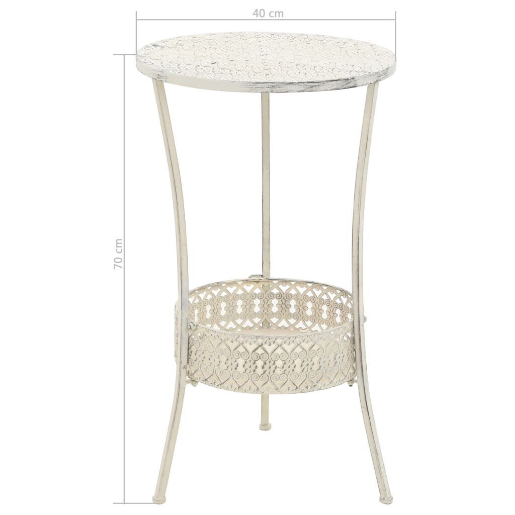 VidaXL bistro galds, 40x70 cm, vintāžas stils, apaļš, metāls, balts cena un informācija | Virtuves galdi, ēdamgaldi | 220.lv
