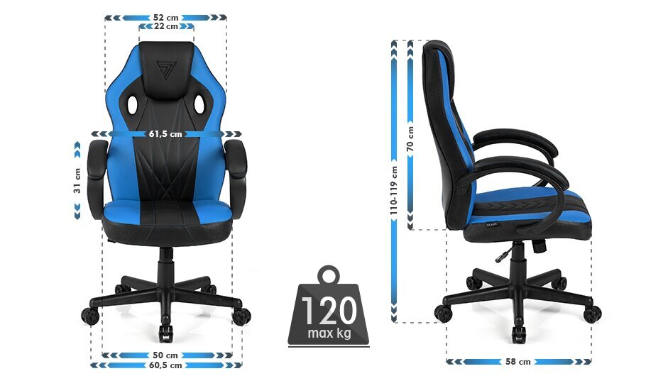 Spēļu krēsls Sense7 Prism, melns/zils cena un informācija | Biroja krēsli | 220.lv